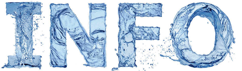 Buchstaben aus Wasser formen das Wort: Info