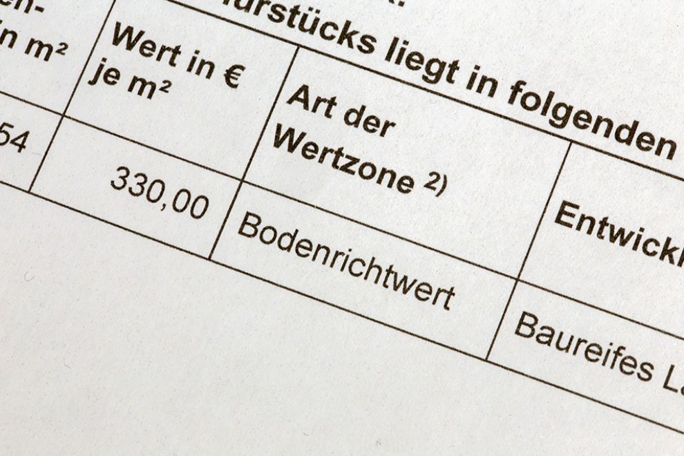 Dokument mit Bodenrichtwert