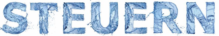 Buchstaben aus Wasser formen das Wort: Steuern