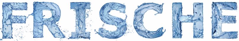 Buchstaben aus Wasser formen das Wort: Frische